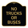 Signmission Designer Series Sign-No Trucks or Buses, Black & Gold Aluminum Sign, 18" x 18", BG-1818-23557 A-DES-BG-1818-23557